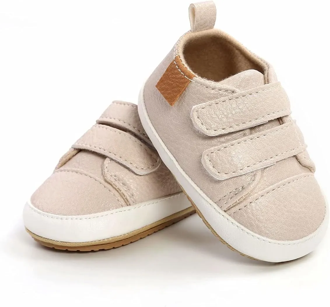 GAISUMMI Baby Boys Girls Shoes Infant High-Top PU Leather Sneakers Newborn Crib Flats Non-Slip Rubber Sole Unisex Toddler Prewalkers