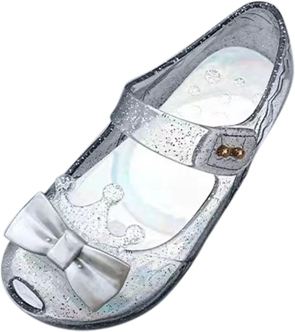 Girls Baby Shoes Crown Flash Diamond Crystal Soft Sole Non Slip Sandals Dance Shoes Princess Shoes for Valentine's Day (Silver, 3.5Years Toddler)