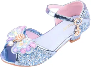 Girls Comfortable Shoes Children Shoes With Diamond Shiny Sandals Princess Shoes Bow High Heels Show Princess