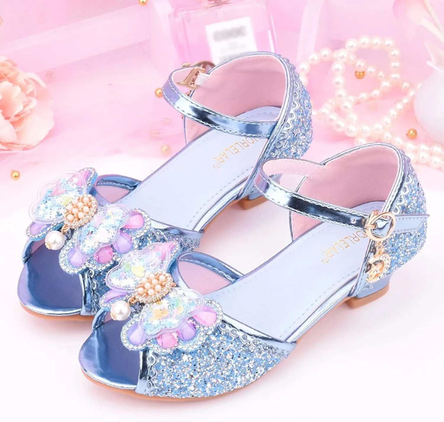 Girls Comfortable Shoes Children Shoes With Diamond Shiny Sandals Princess Shoes Bow High Heels Show Princess
