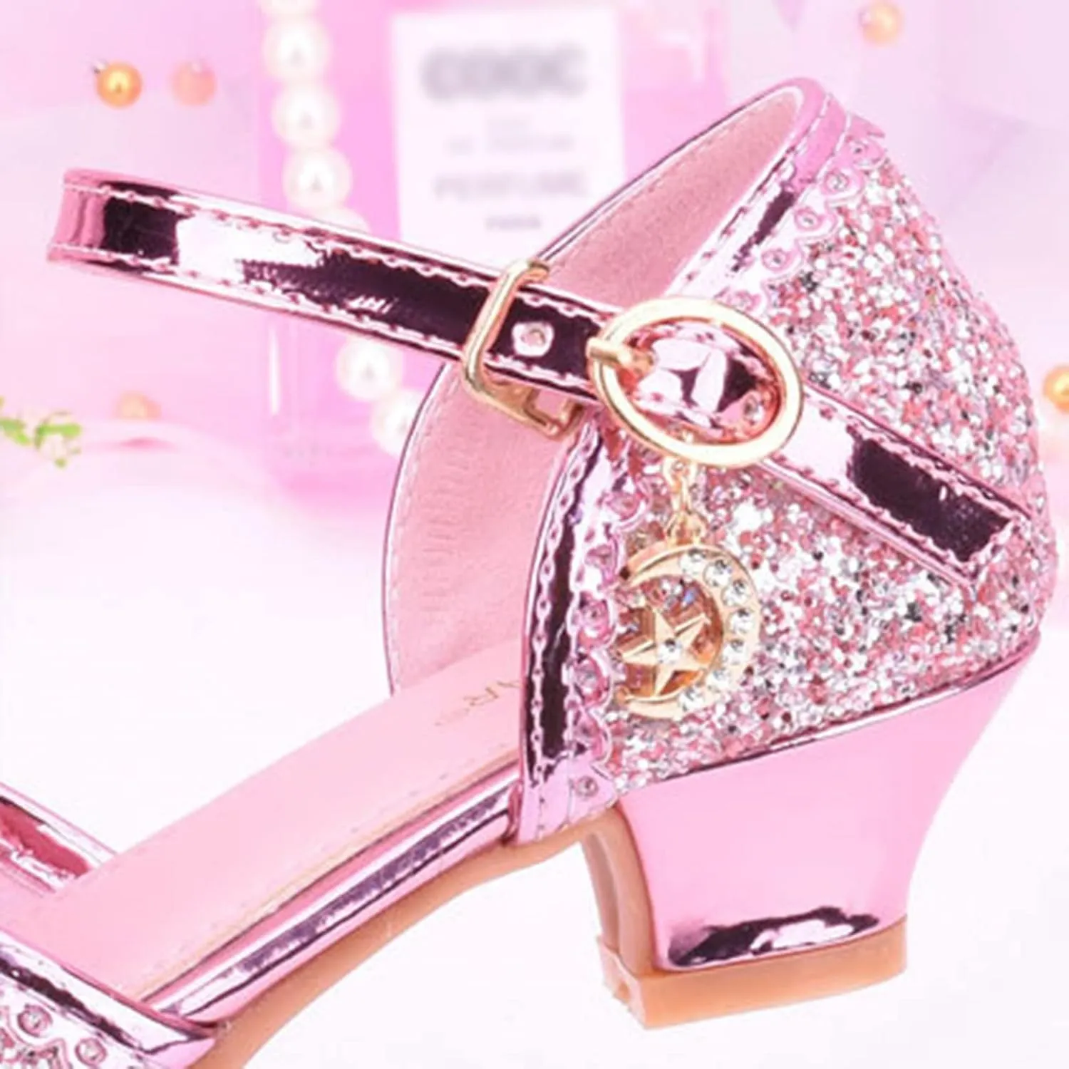 Girls Comfortable Shoes Children Shoes With Diamond Shiny Sandals Princess Shoes Bow High Heels Show Princess