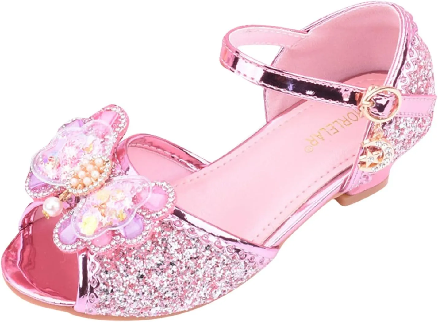 Girls Comfortable Shoes Children Shoes With Diamond Shiny Sandals Princess Shoes Bow High Heels Show Princess