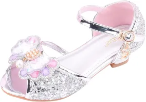Girls Comfortable Shoes Children Shoes With Diamond Shiny Sandals Princess Shoes Bow High Heels Show Princess