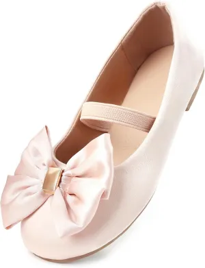 Girls Dress Shoes Bow Flower Mary Jane Ballet Shoes for Girls for Wedding, Party, Birthday