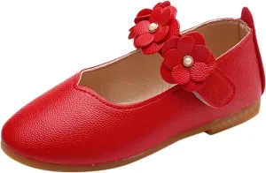 Girls Dress Shoes Closed Toe Wedding Party School Ankle Strap Ballet Flats Shoes Little Big Kids Flower Girl Shoes