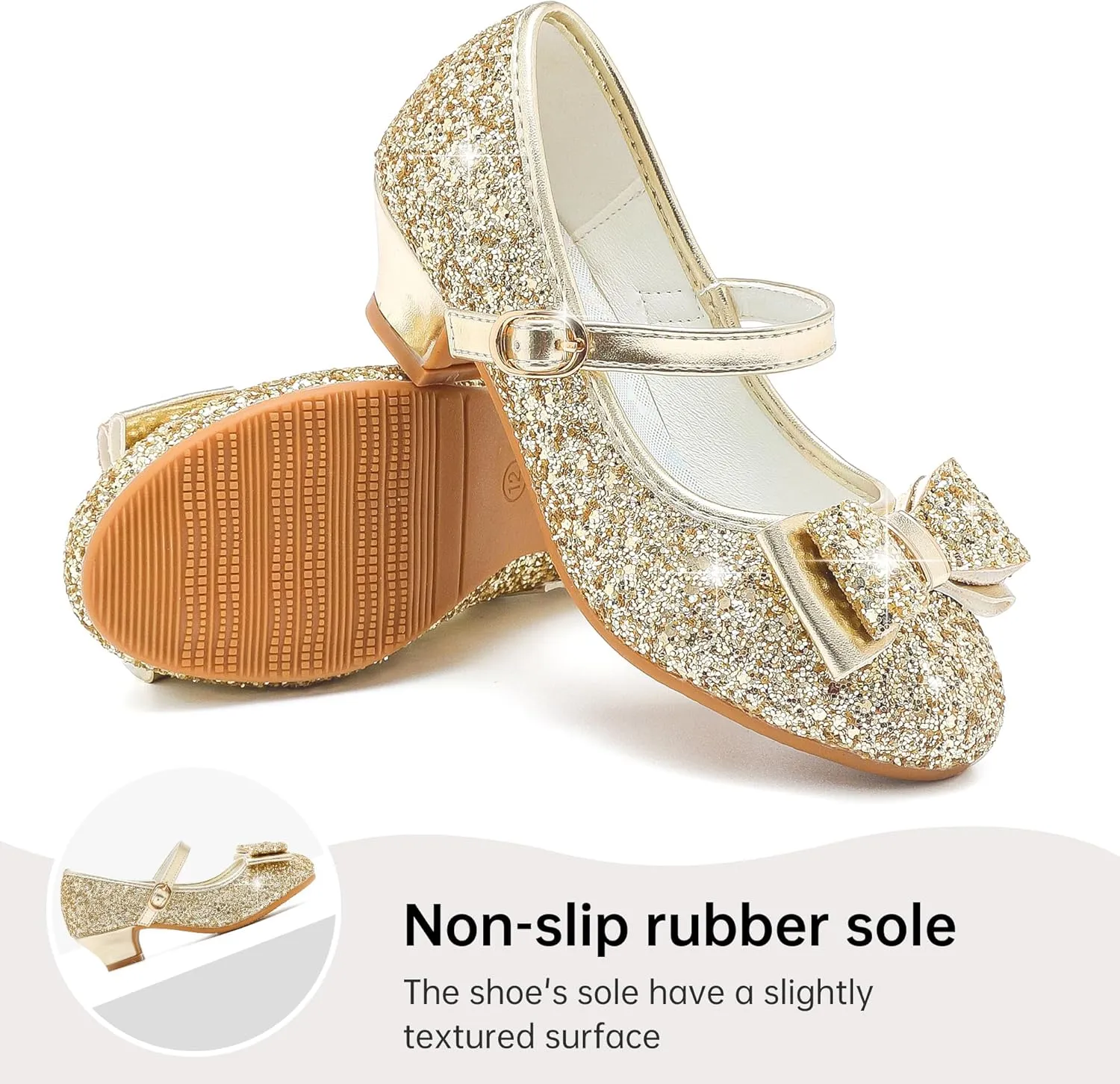 Girls Dress Shoes Glitter Princess Shoes Flower Girls Heels Birthday Christmas Wedding Party for Toddler Little Big Kid