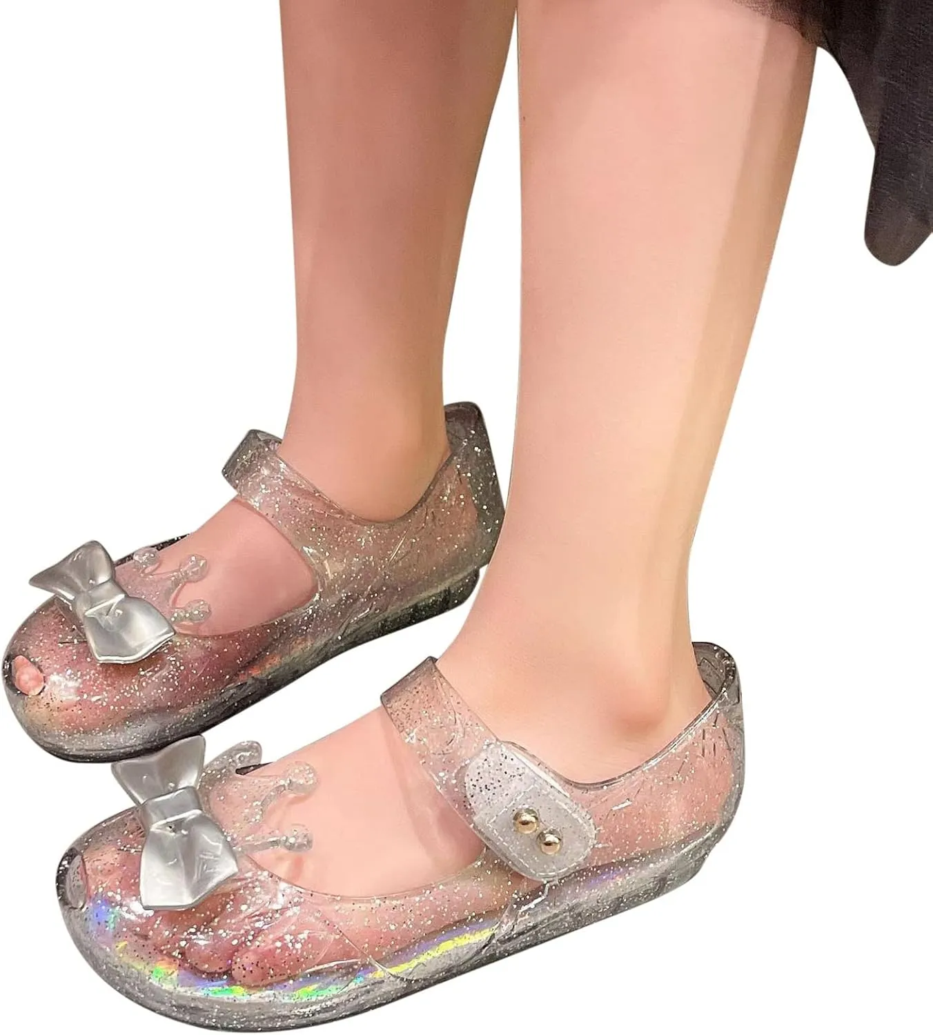 Girls Jelly Flats Shoes Queen Princess Birthday Sandals Toddler Glitter Dress Sandals Party Cosplay Costumes Flats