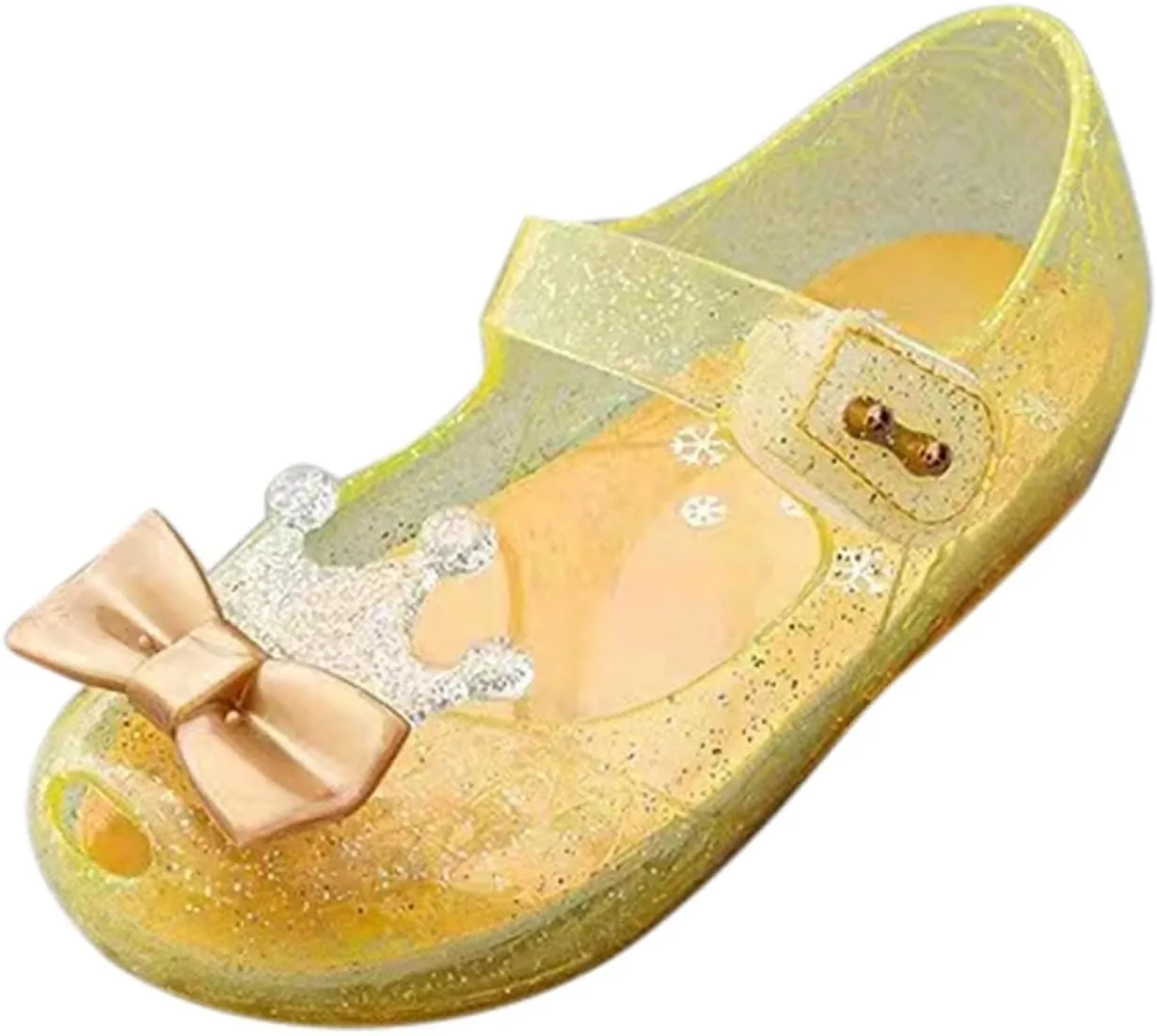 Girls Jelly Flats Shoes Queen Princess Birthday Sandals Toddler Glitter Dress Sandals Party Cosplay Costumes Flats
