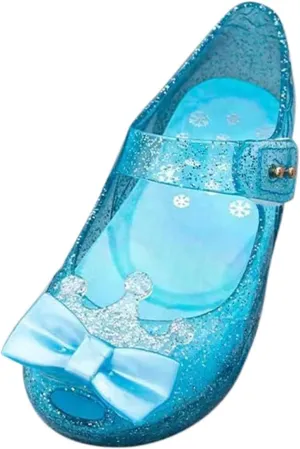 Girls Jelly Flats Shoes Queen Princess Birthday Sandals Toddler Glitter Dress Sandals Party Cosplay Costumes Flats