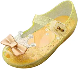 Girls Jelly Flats Shoes Queen Princess Birthday Sandals Toddler Glitter Dress Sandals Party Cosplay Costumes Flats