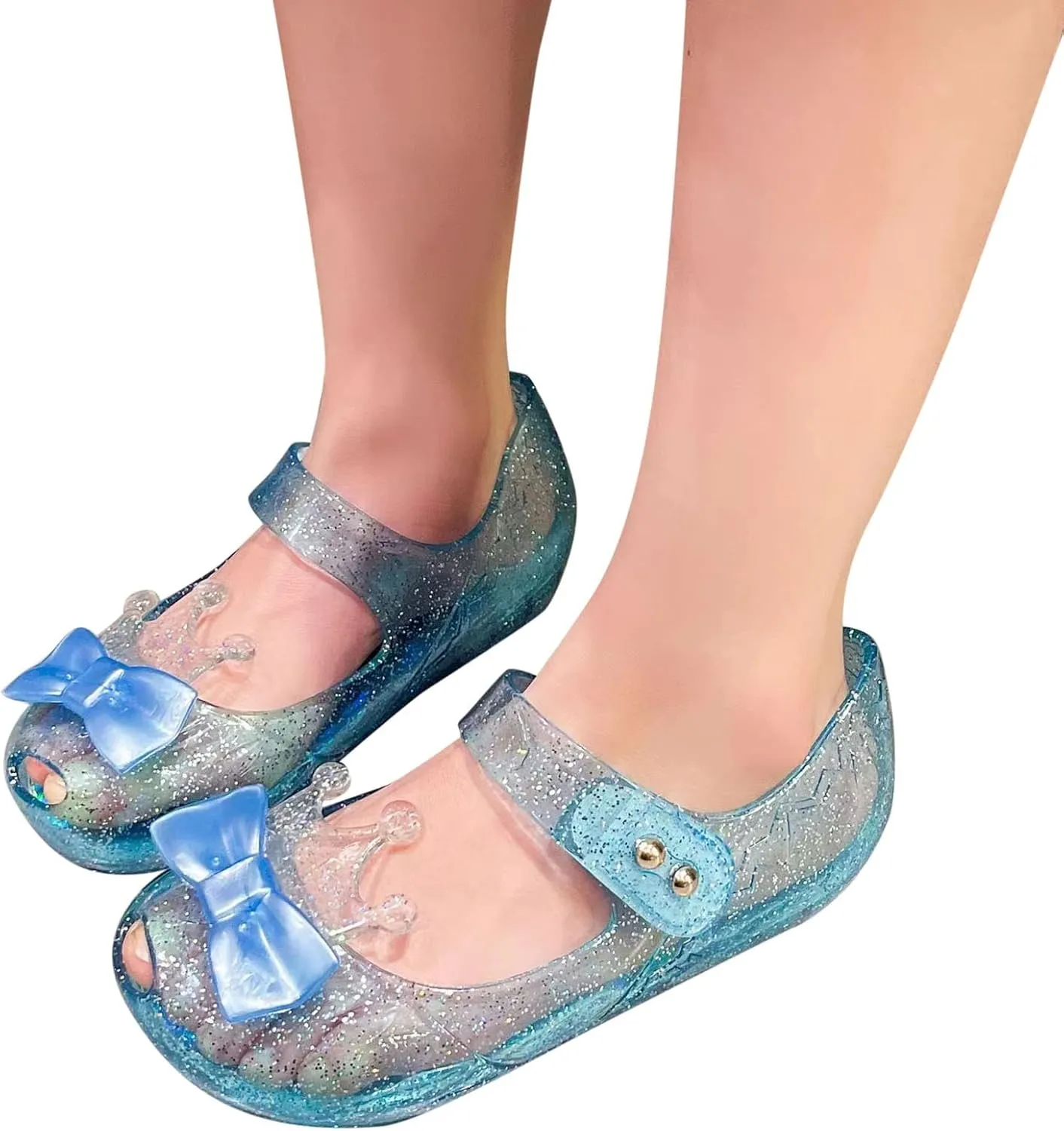 Girls Jelly Flats Shoes Queen Princess Birthday Sandals Toddler Glitter Dress Sandals Party Cosplay Costumes Flats