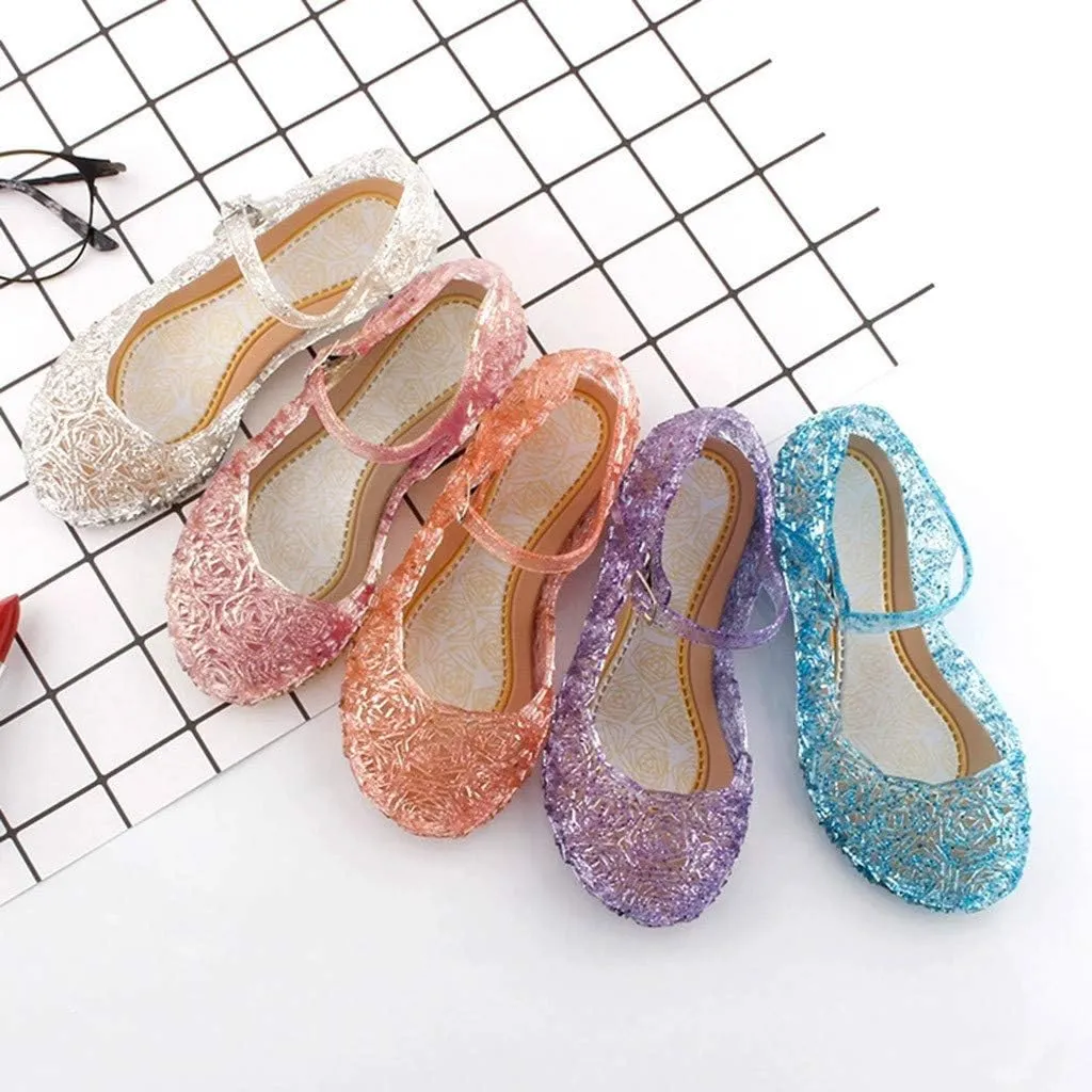 Girls Jelly Sandals, Princess Dress Shoes for Toddler Girl Queen Dance Party Cosplay Jellies Flat Costumes Mary Jane