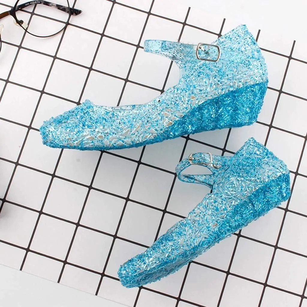 Girls Jelly Sandals, Princess Dress Shoes for Toddler Girl Queen Dance Party Cosplay Jellies Flat Costumes Mary Jane