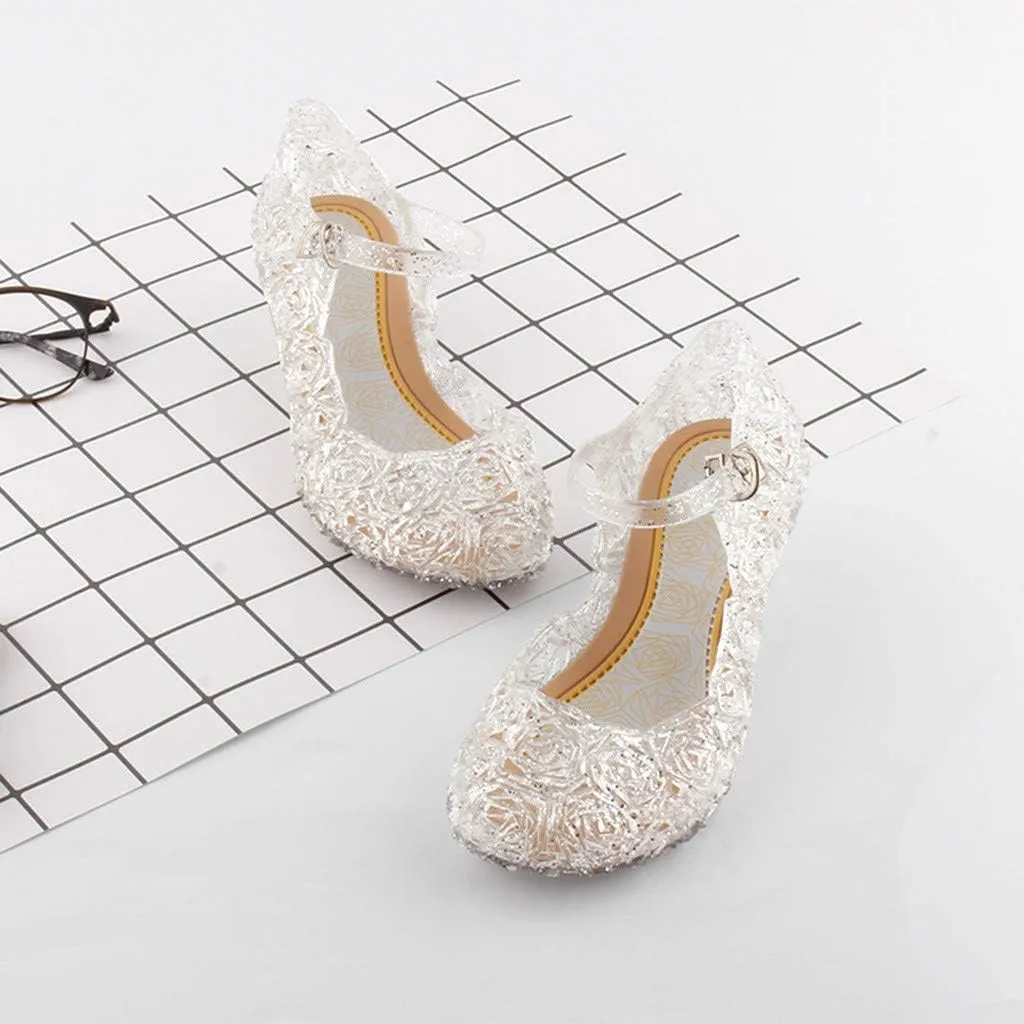 Girls Jelly Sandals, Princess Dress Shoes for Toddler Girl Queen Dance Party Cosplay Jellies Flat Costumes Mary Jane