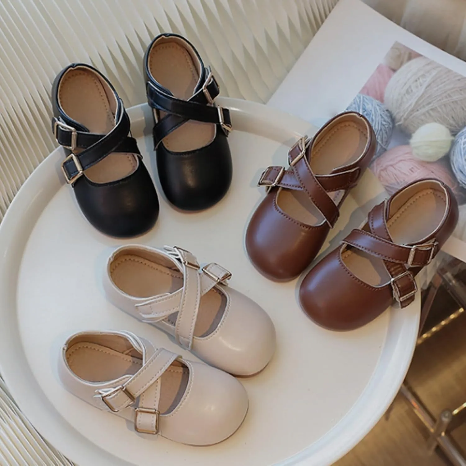 Girls Mary Jane School Uniform Shoes Baby Little Kid Slip On Buckle Strap Dress Flats Moccasi𝐧s Princess Dress Shoes