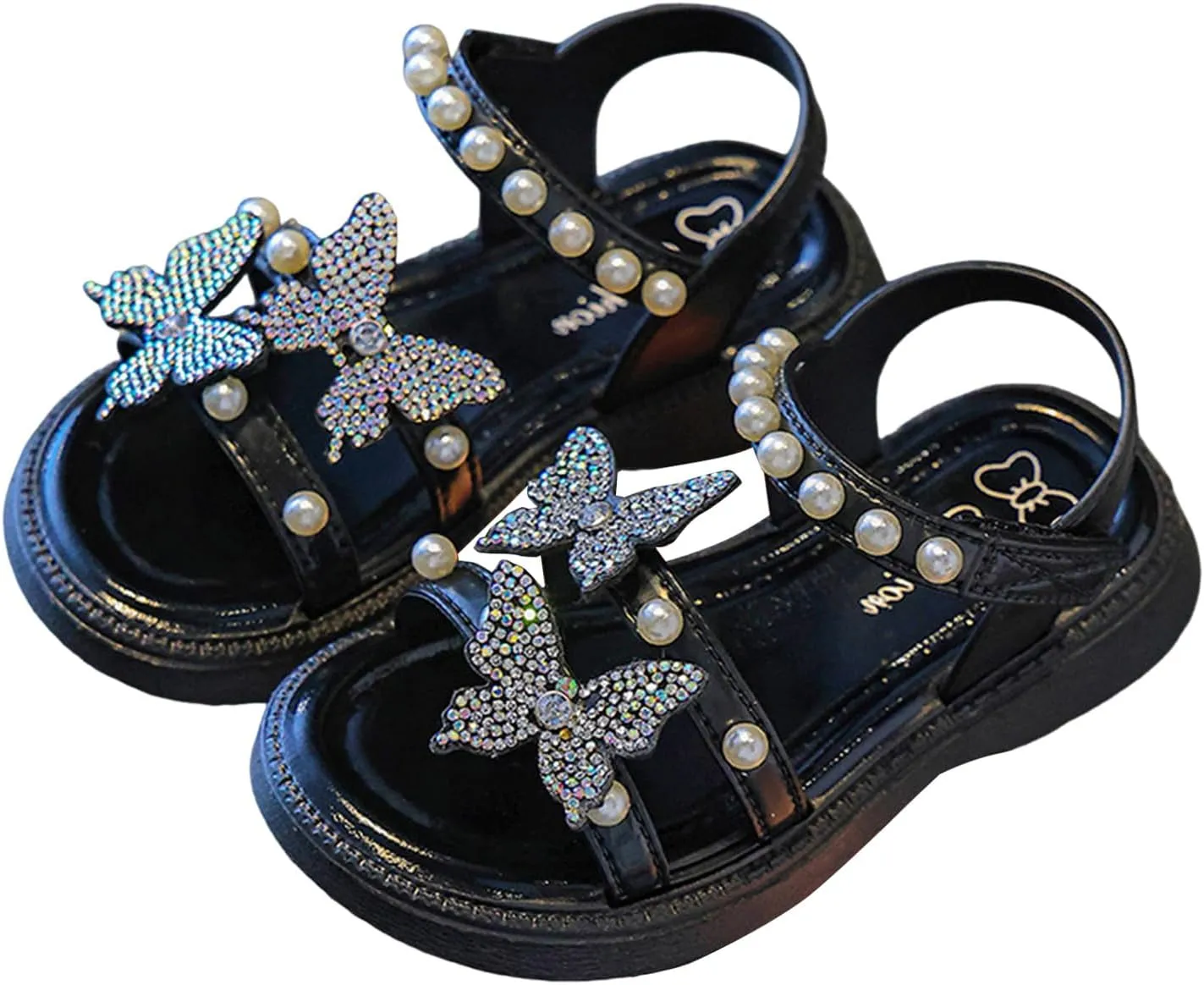 Girls Sandals Low Heel Girls Shoes Sandals Bow Casual Middle And Large Children's Shoes Soft Sole Children's Open Toe Pearl