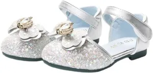 Girls Wedding Party Dress Shoes Glittler Princess Crystal Flower Ballet Flats