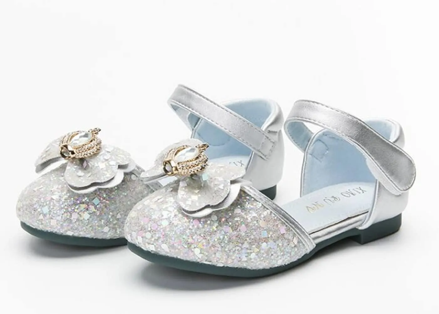 Girls Wedding Party Dress Shoes Glittler Princess Crystal Flower Ballet Flats