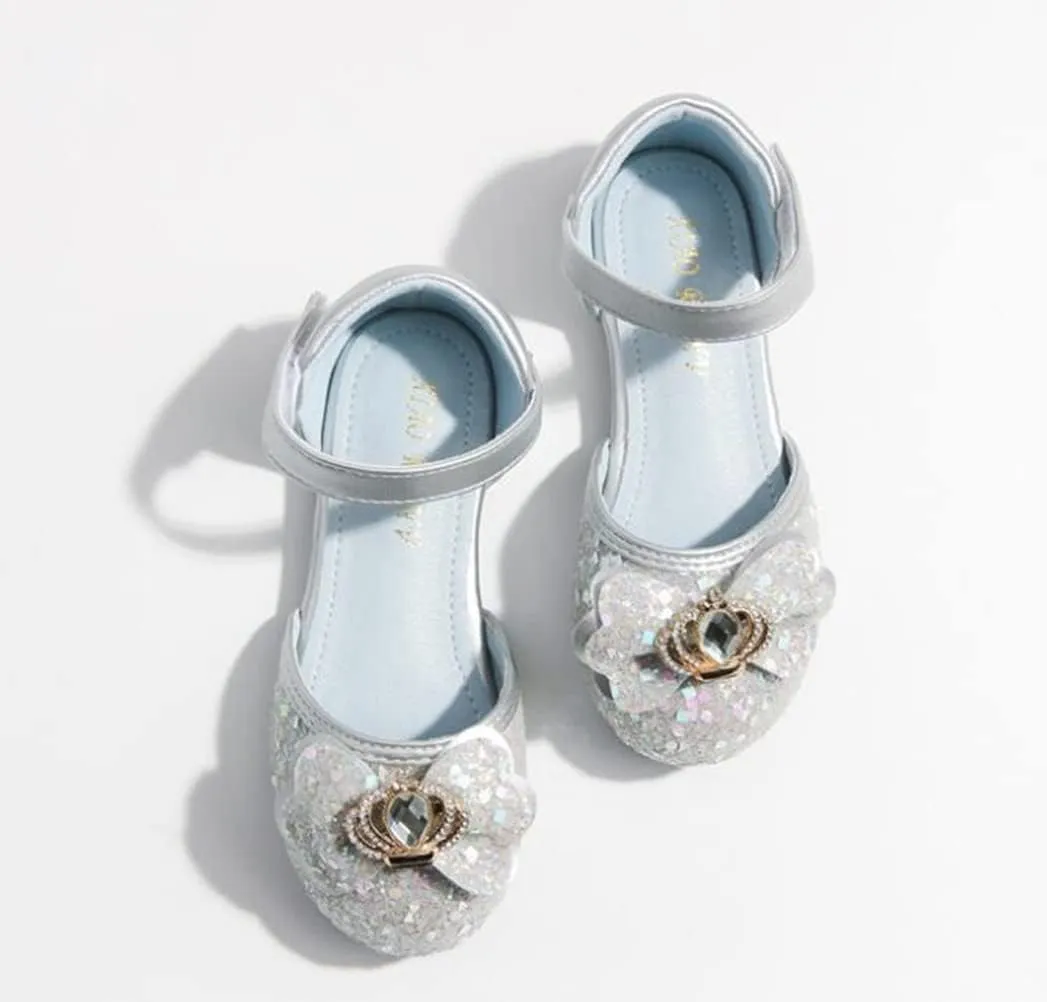 Girls Wedding Party Dress Shoes Glittler Princess Crystal Flower Ballet Flats