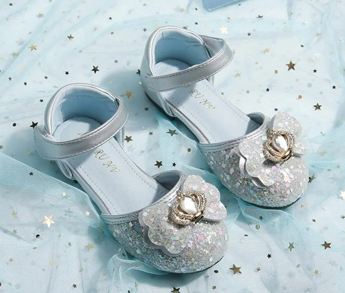 Girls Wedding Party Dress Shoes Glittler Princess Crystal Flower Ballet Flats