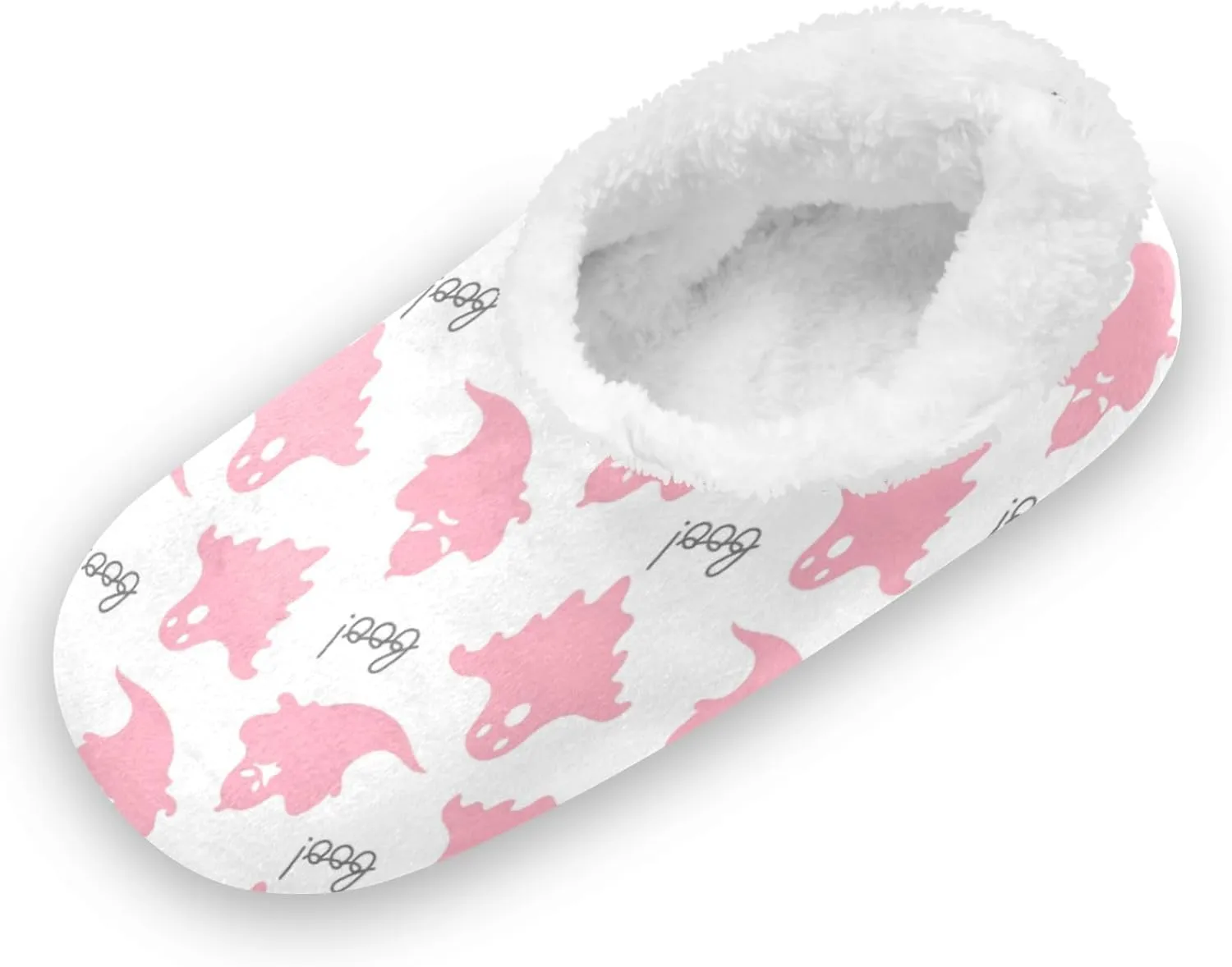 Gredecor Pink Halloween Girls Slippers Flying Ghost Faces Baby Pink Pastel Home House Fuzzy Slippers Indoor Soft Casual Shoes,9-13.5