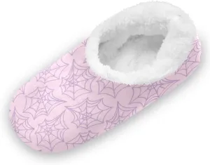 Gredecor Pink Halloween Girls Slippers Spider Web Pink Purple Home House Fuzzy Slippers Indoor Soft Casual Shoes,9-11