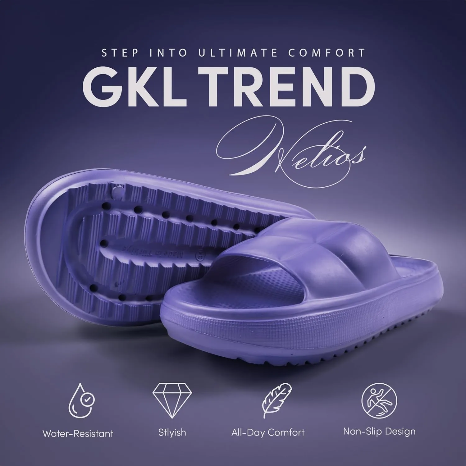 Helios Sandals with Flexible, Non-Slip, & Waterproof Material for Women, Men, Children, One Buckle Rubber Unisex Eva Sandals for Summer