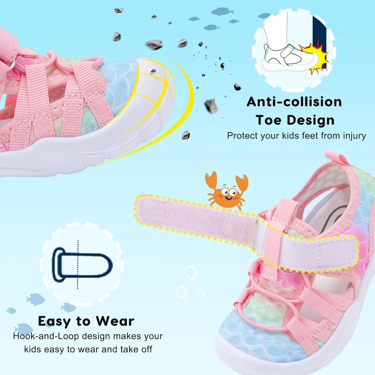 JOINFREE Toddler Boys Girls Water Shoes Breathable Qucik Dry Sport Beach Sandals Lightweight Barefoot Flexible