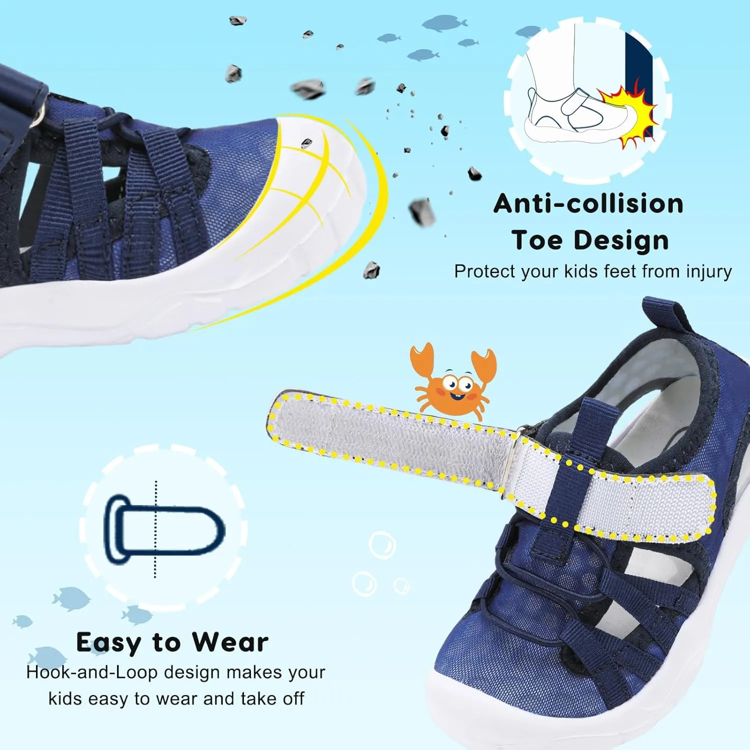 JOINFREE Toddler Boys Girls Water Shoes Breathable Qucik Dry Sport Beach Sandals Lightweight Barefoot Flexible