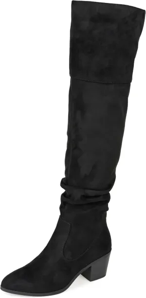 Journee Womens Zivia Tru Comfort Foam Extra Wide Calf Stacked Heel Over The Knee Boots