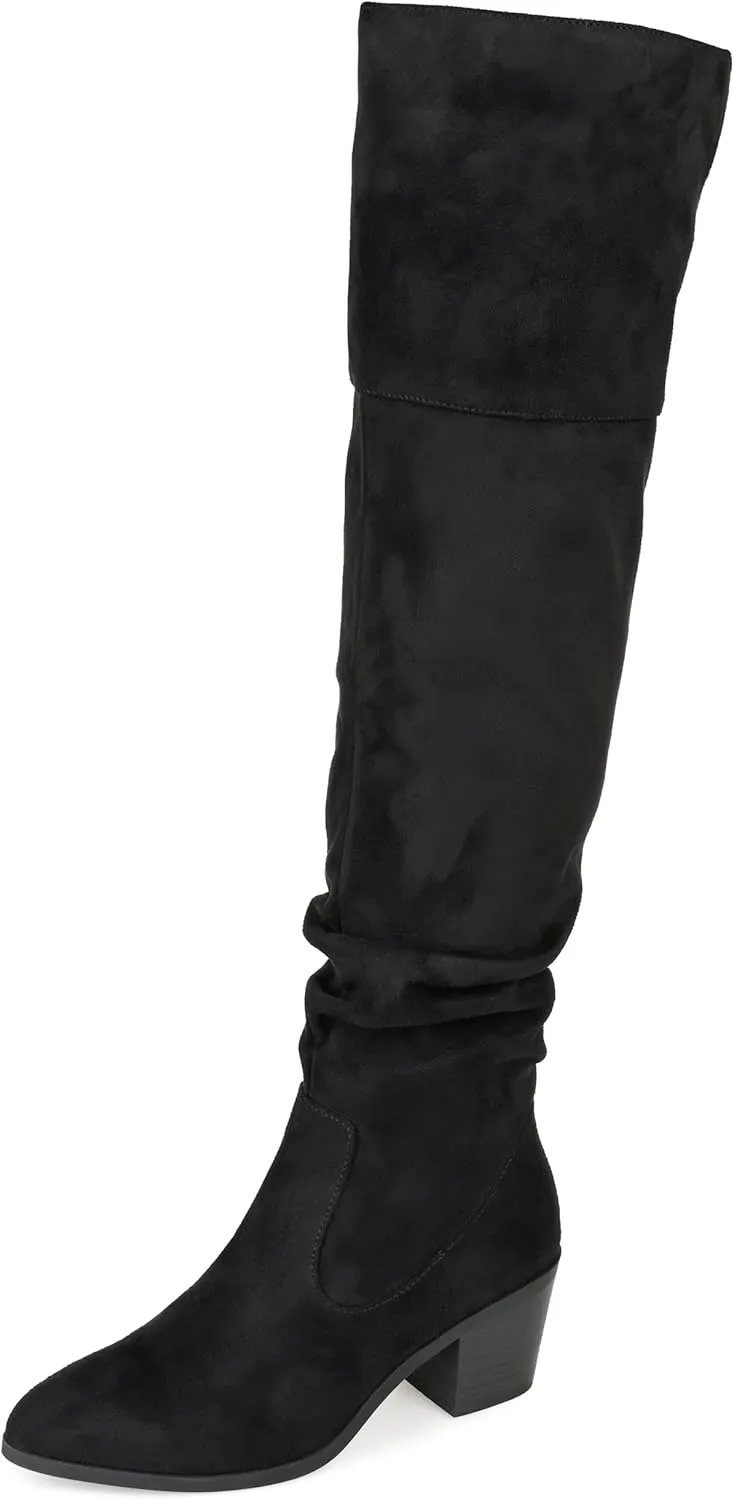 Journee Womens Zivia Tru Comfort Foam Extra Wide Calf Stacked Heel Over The Knee Boots
