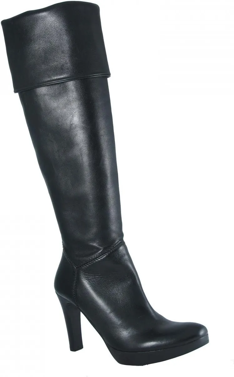 Julie Dee Women's 4421 Italian Leather Knee high/Over The Knee Boots Black