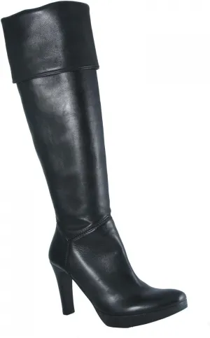 Julie Dee Women's 4421 Italian Leather Knee high/Over The Knee Boots Black