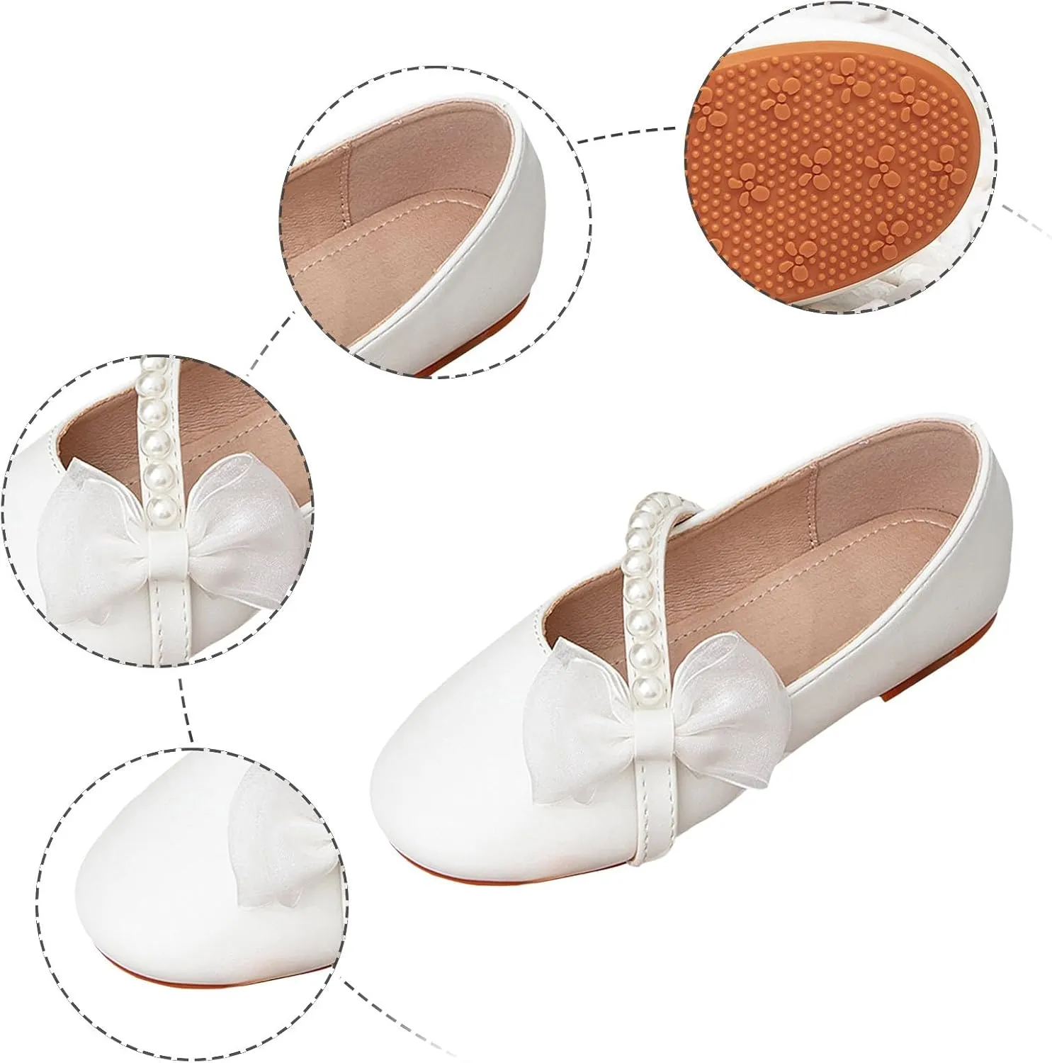 Kids Clear Glitter Jelly Sandal Girls White Princess Shoes Round Toe Cute Children's Shoes Little Girl Bow Pearl Flat