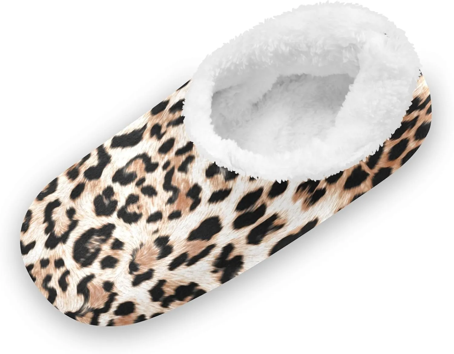 Kids Winter Slippers Seamless Leopard Skin Print Animal Warm Soft Non Slip House Slippers for Boys Girls Indoor