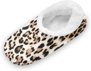 Kids Winter Slippers Seamless Leopard Skin Print Animal Warm Soft Non Slip House Slippers for Boys Girls Indoor