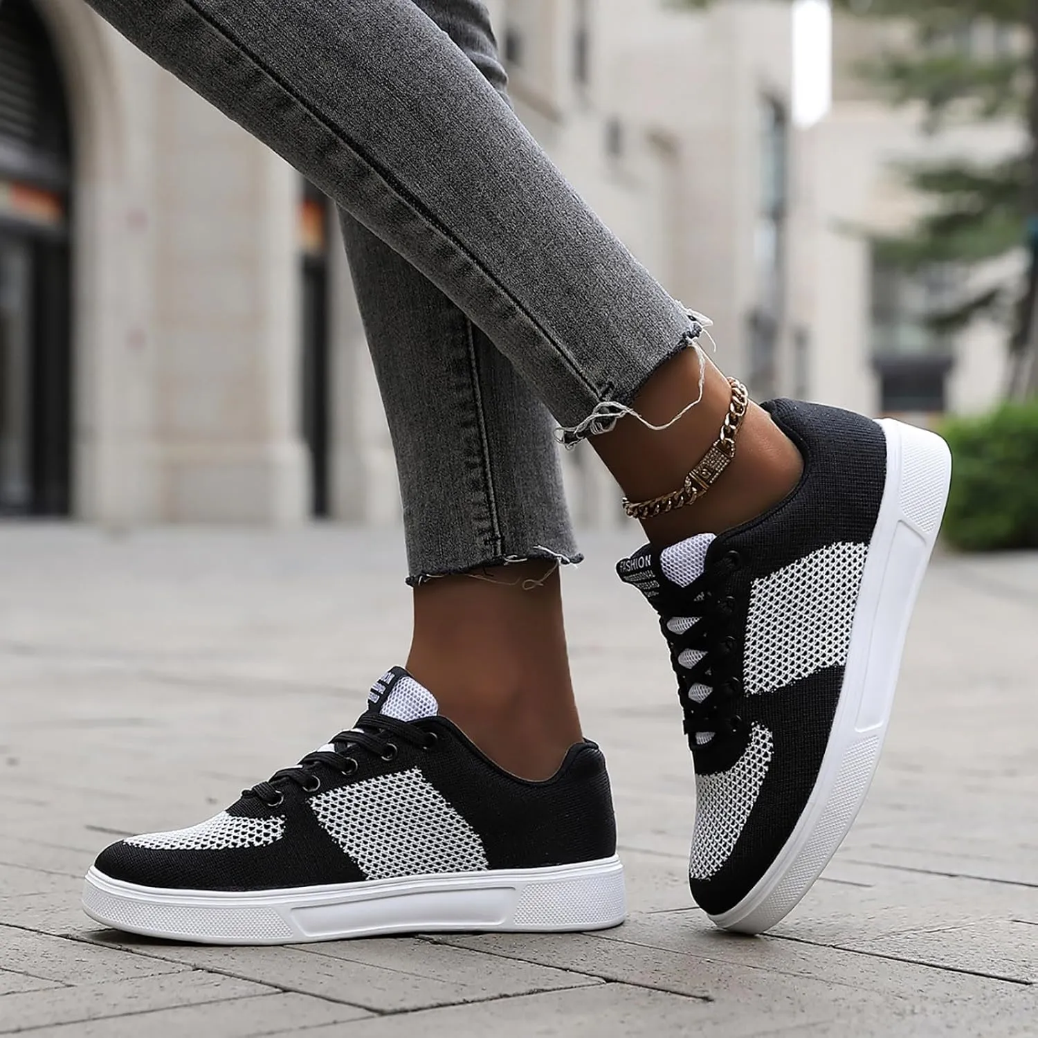 Leisure Couple Men Women Mesh Non Slip Flat Round Toe Breathable Lace Up Lazy Leisure Mens Shoelaces for Casual Shoes