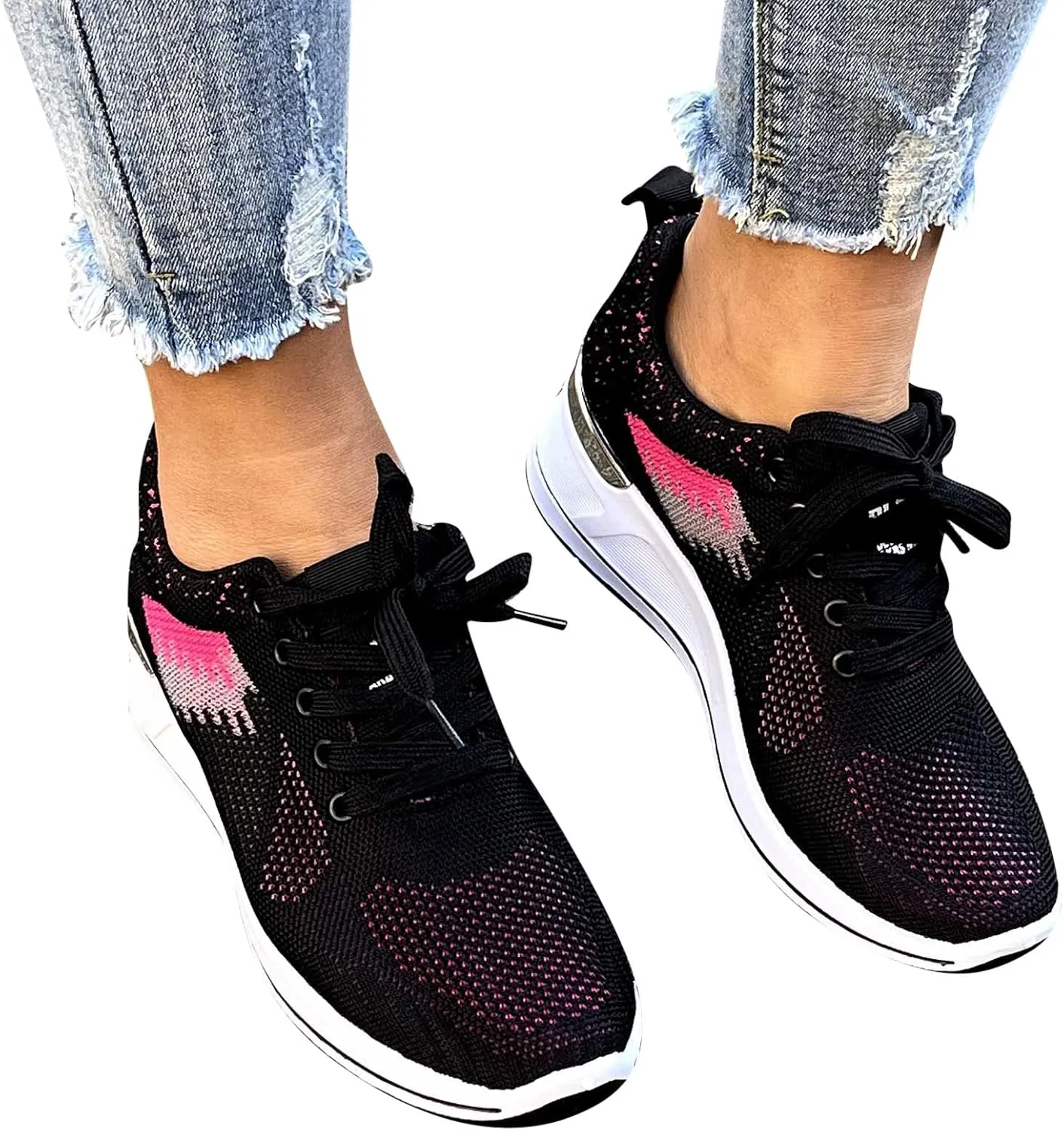 Leisure Shoes Outdoor Wedge Women Running Mesh Shoes Breathable Trainer Fitness Casual Sport Womens Shoes Walking