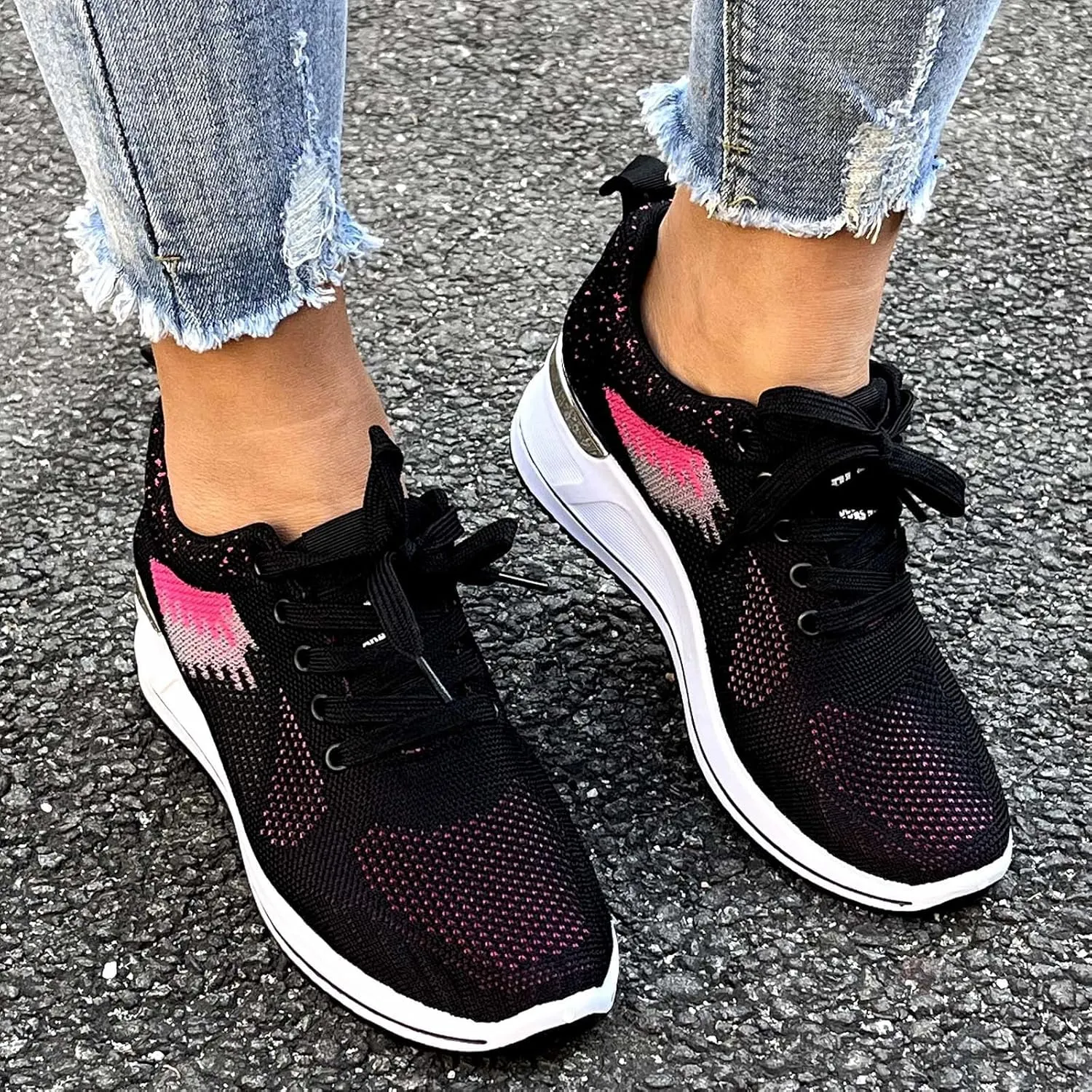 Leisure Shoes Outdoor Wedge Women Running Mesh Shoes Breathable Trainer Fitness Casual Sport Womens Shoes Walking