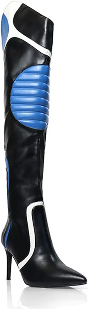 Liliana Women's Over The Knee Boots Side Zip Pointed Toe Stiletto Knee High Boots