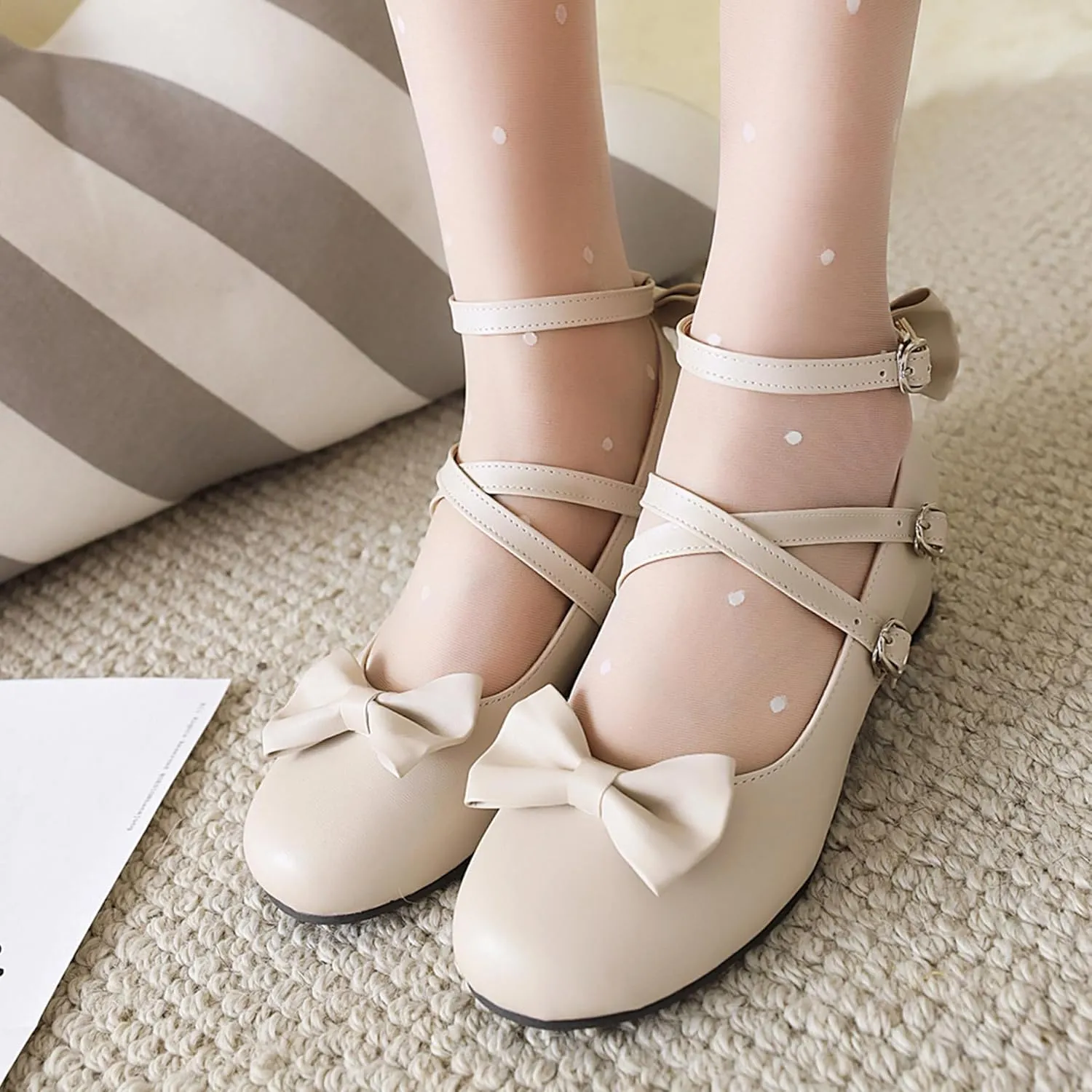 Lovely Bowknot Ankle Strap Mary Jane Princess Shoes