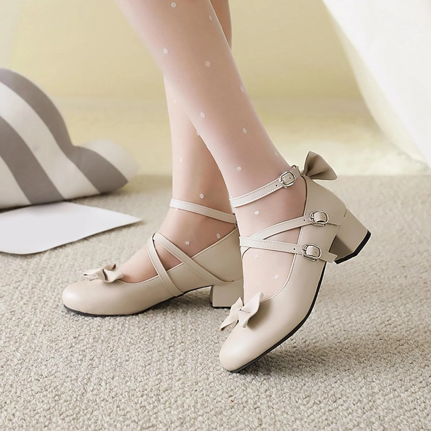 Lovely Bowknot Ankle Strap Mary Jane Princess Shoes