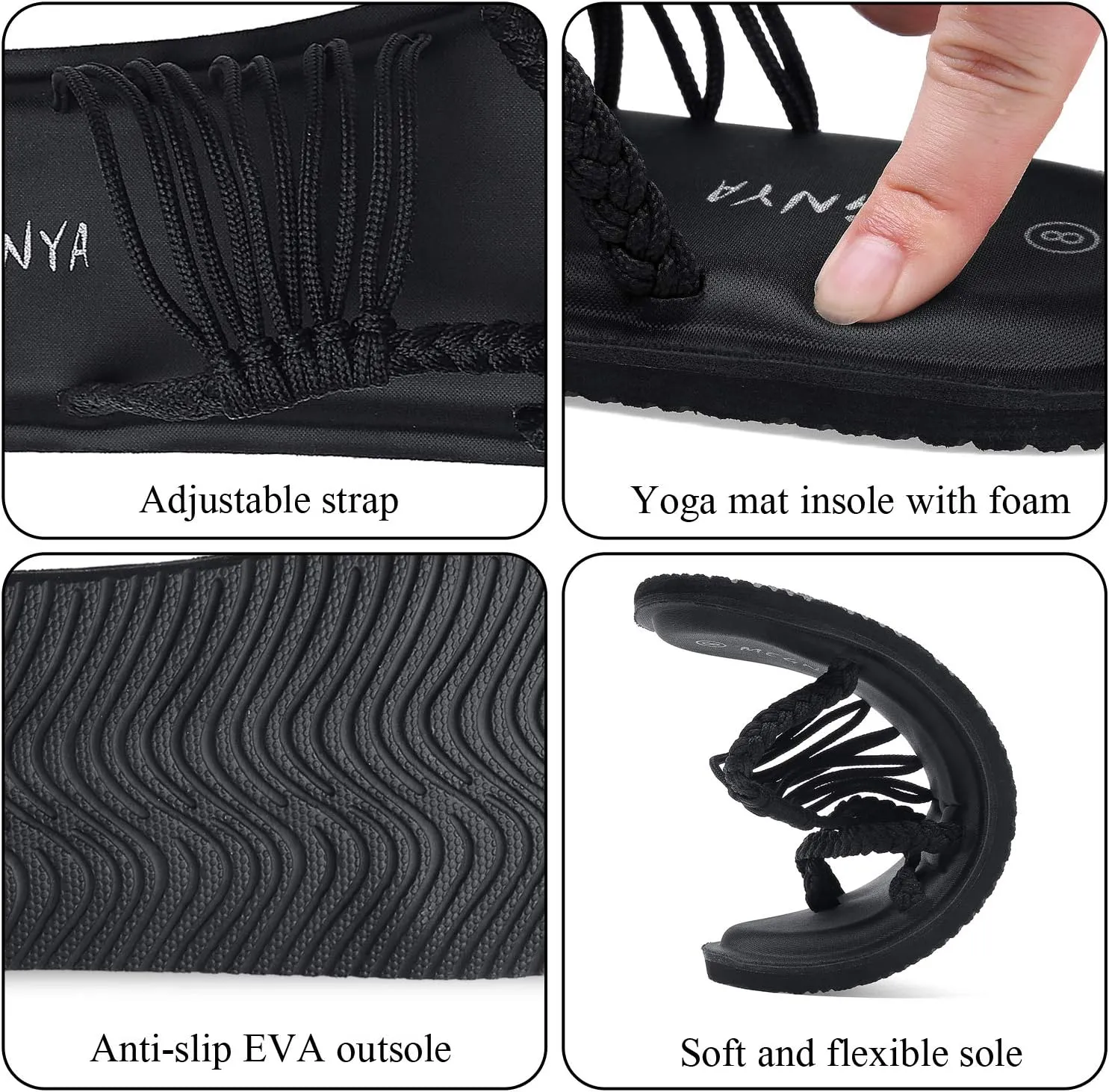 MEGNYA Yoga Mat Flip Flops for Women, Comfortable Foam Walking Sandals, Flexible and Lightweight Slippers for Beach/Holiday/Poolside/Outdoor Activities