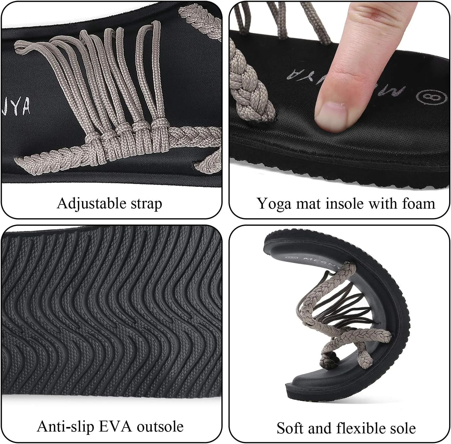 MEGNYA Yoga Mat Flip Flops for Women, Comfortable Foam Walking Sandals, Flexible and Lightweight Slippers for Beach/Holiday/Poolside/Outdoor Activities