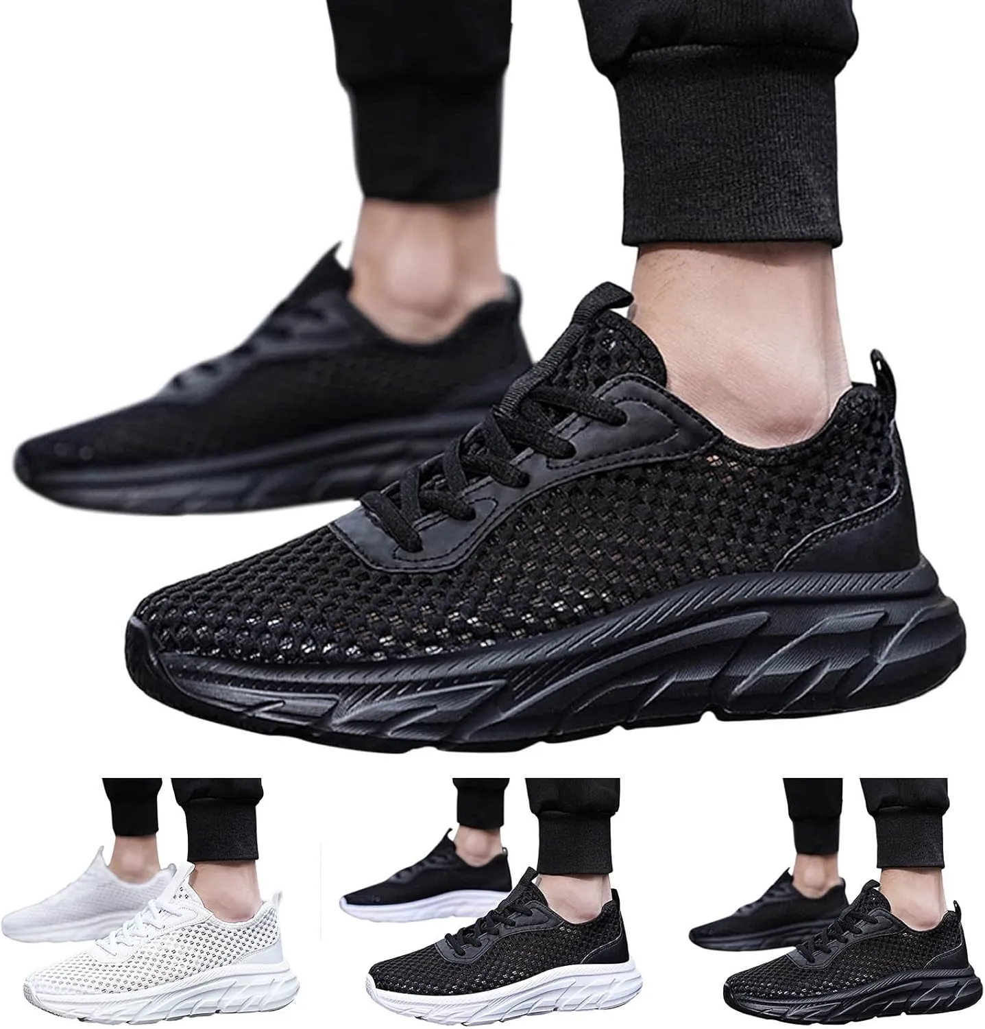 Men Sports Shoes Fashionable and Simple Solid Color Hollowed Out Mesh Breathable and Mens Sneaker Boot Shoes