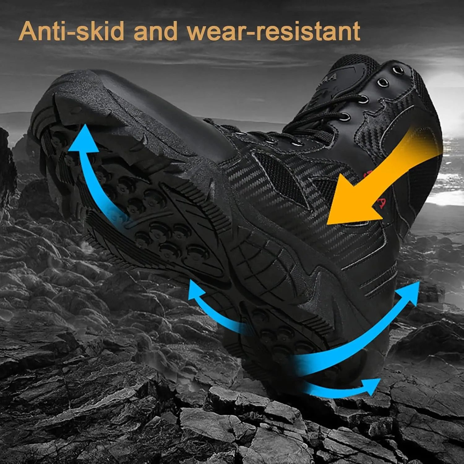 Men's Tactical Military Boots, Durable Suede Leather and Rubber Sole Military Work and Desert Boots,Outdoor Lace-Up Sports Lightweight Durable Breathable Hiking Shoes