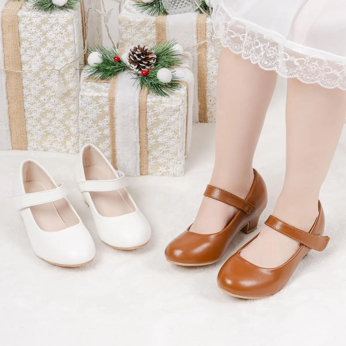 Miamooi Toddler Little Girl Dress Shoes Princess Flats Low Heels Flower Mary Jane for Kids Wedding Party Girls Birthday Dress Shoes