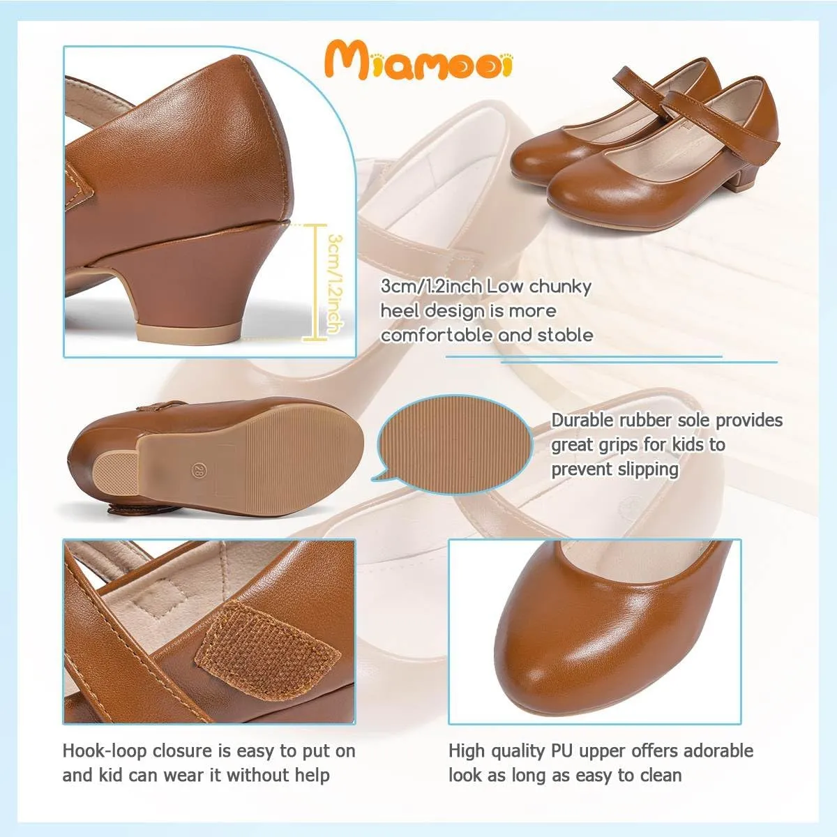 Miamooi Toddler Little Girl Dress Shoes Princess Flats Low Heels Flower Mary Jane for Kids Wedding Party Girls Birthday Dress Shoes