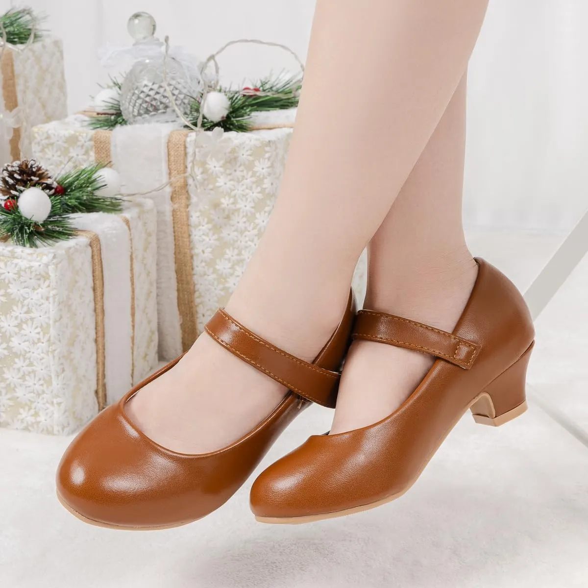 Miamooi Toddler Little Girl Dress Shoes Princess Flats Low Heels Flower Mary Jane for Kids Wedding Party Girls Birthday Dress Shoes