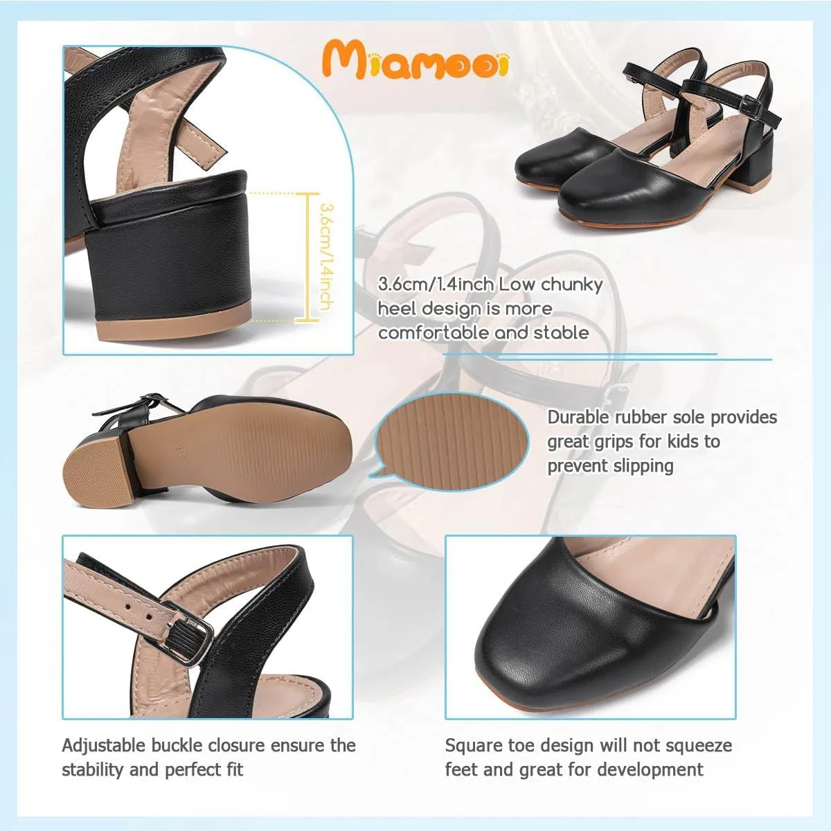 Miamooi Toddler Little Girl Dress Shoes Princess Flats Low Heels Flower Mary Jane for Kids Wedding Party Girls Birthday Dress Shoes